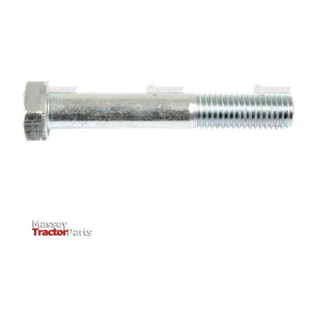 A Sparex Metric Bolt M14x90mm (DIN 931), zinc plated and lying horizontally on a white background, with "Massey Tractor Parts" and "Sparex" printed in the backdrop.