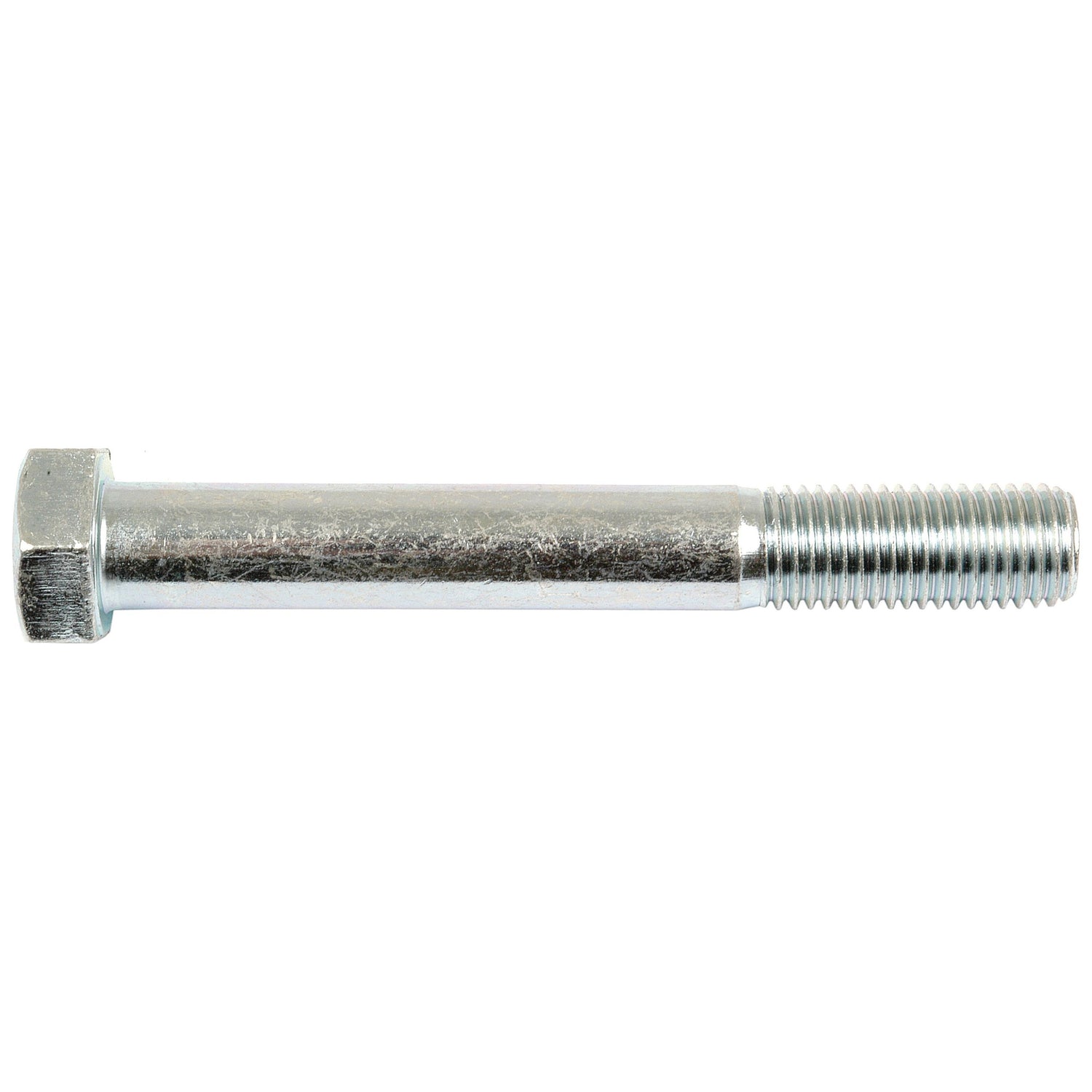 A zinc-plated, metallic hex bolt with a partially threaded shank is depicted against a white background. This Grade 8.8 Metric Bolt M16x120mm (DIN 931), sold under the brand name Sparex as Part No. S.6987, offers durability and strength for various applications.