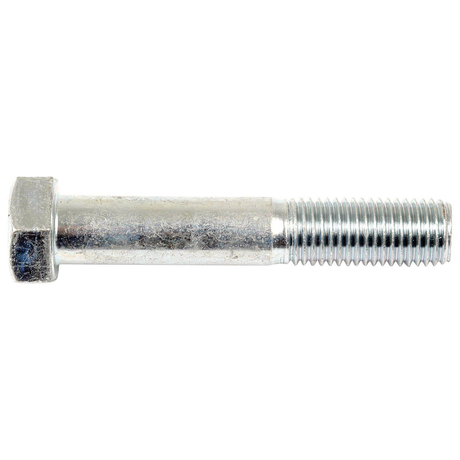 Introducing the Sparex S.6985, a zinc-plated metallic hex bolt weighing 0.17kg, featuring a fully threaded length and a hexagonal head, making it ideal for standard bolts with metric coarse threading.