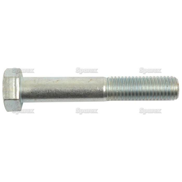 A Sparex Metric Bolt M18x110mm (DIN 931), featuring a zinc-plated finish, hexagonal head, and partially threaded shaft, is presented against a white background. Product number: S.53735.