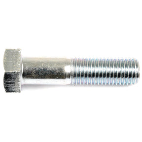 A close-up view of the Metric Bolt M20x80mm (DIN 931) by Sparex, featuring a shiny finish on its threaded shaft and six-sided head, characteristic of zinc plated bolts.