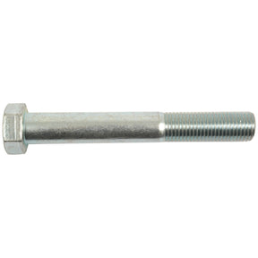 A close-up view of the Metric Bolt M22x160mm (DIN 931) by Sparex, zinc plated for durability, featuring threading on one end and a hexagonal head on the other. This bolt is commonly used in construction and machinery.