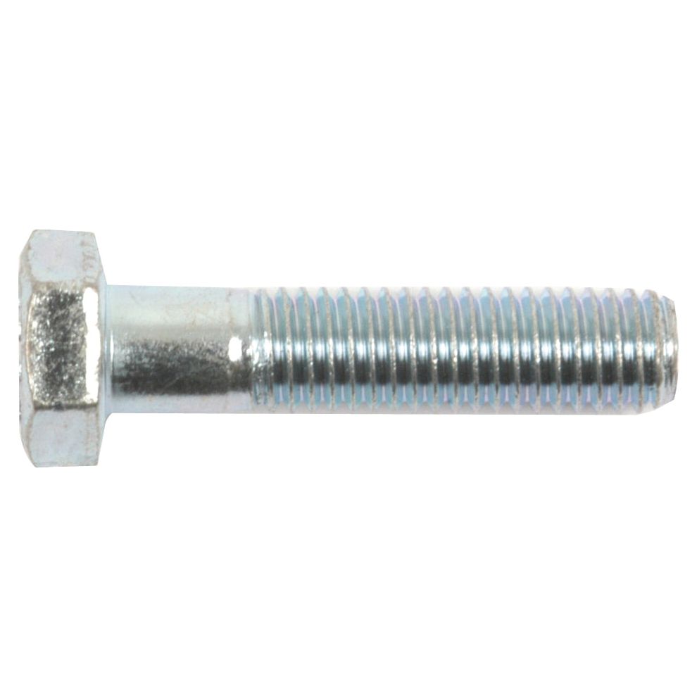 A close-up view of the Sparex Metric Bolt M8x35mm (DIN 931) with a threaded body and hexagonal head, commonly used in construction and mechanical applications. This zinc plated hex bolt meets DIN 931 standards for high-quality performance.