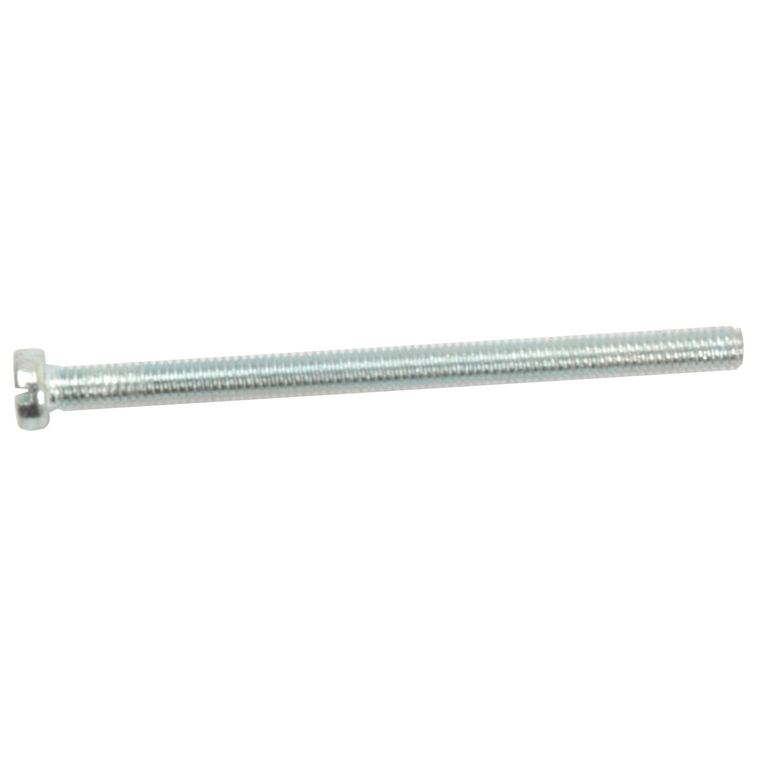 The Sparex Metric Cheese Head Machine Screw, M5x16mm (DIN 84) | Sparex Part No.S.54086, is a long, silver, metal screw with a hexagonal head and threaded body. This high-quality screw ensures secure fastening for various applications.