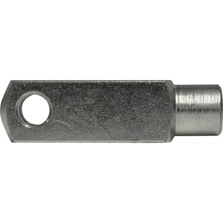 A close-up of the Sparex Metric Clevis End M6.0 (DIN 71751) | Sparex Part No.S.51325, featuring its cylindrical body, hexagonal head, and a hole through the head for a cotter pin or similar fastener.