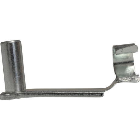 Close-up of a metallic, angular tool with a cylindrical post and a hook-shaped end, possibly used in mechanical or industrial applications. The design is reminiscent of the Sparex Metric Clevis Pin & Clip M6.0 x 24mm (Part No.S.51339) for secure fastening.