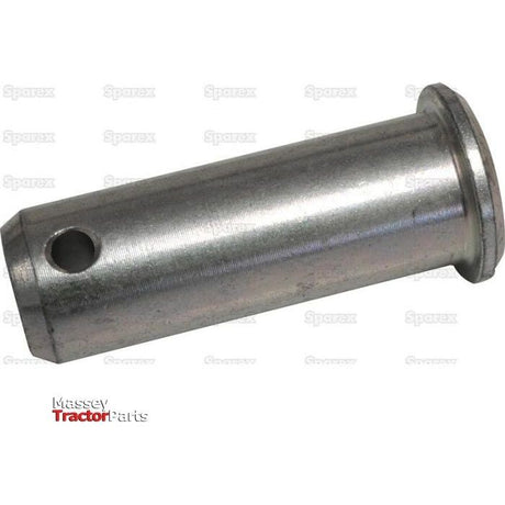 A Sparex Metric Clevis Pin ØM14mm x 31.2mm (Sparex Part No. S.52312) from Massey Tractor Parts, featuring a hollow cylindrical body with an M14mm flange on one end and a small hole near the other.