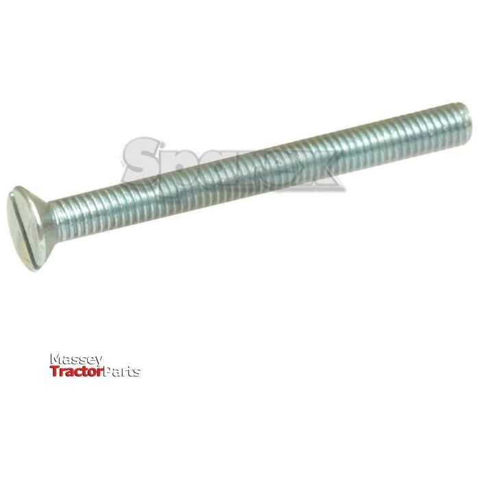 A single, long, metallic flathead screw with a slotted drive, identified as a Sparex Metric Countersunk Machine Screw, M6x50mm (DIN 963), shown on a plain background with a partially obscured Sparex logo in the bottom left corner.