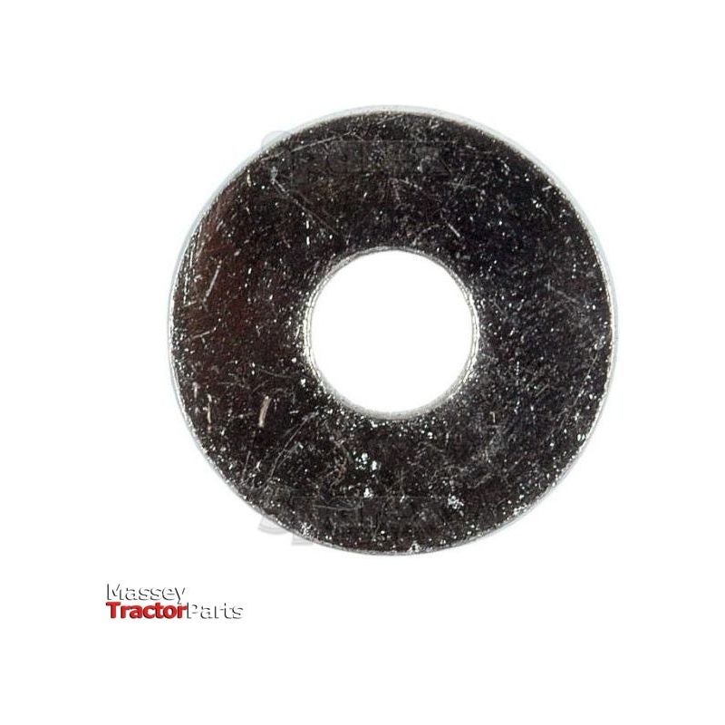 A flat, zinc-plated metallic washer with a central hole. This Metric Flat Washer adheres to DIN 9021A standards, and the "Sparex" logo is in the bottom left corner. The product details are an ID of 10mm, an OD of 30mm, and a thickness of 2.5mm (Sparex Part No.S.6875).