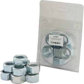 A package of Sparex Metric Hexagon Nuts, M22x2.50mm (DIN 934) Metric Coarse (Part No. S.59890), next to several loose metric coarse hex nuts on a white background.