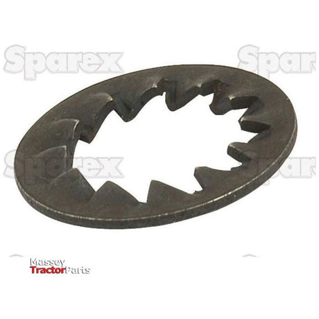 A Metric Internal Shakeproof Washer with a 6mm internal diameter, identified by Sparex Part No. S.5827 and used for securing fasteners, is displayed against a plain background with the branding "Sparex" and "Massey Tractor Parts".