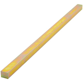 A long, yellow, rectangular metal bar from Sparex called Metric Key Steel (Sparex Part No. S.8394), featuring a slightly reflective surface and designed in compliance with DIN 6880 standards.