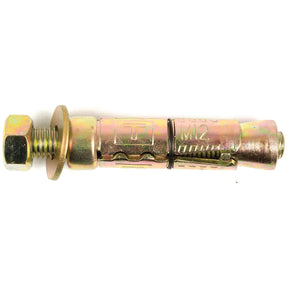 The Sparex Metric Rawl Bolt, M12x60mm (Sparex Part No. S.54302), includes a bolt, washer, and hexagonal nut designed for securing heavy objects to masonry or concrete surfaces. Zinc plated for corrosion resistance, this reliable and durable fastening solution is ideal for your needs.