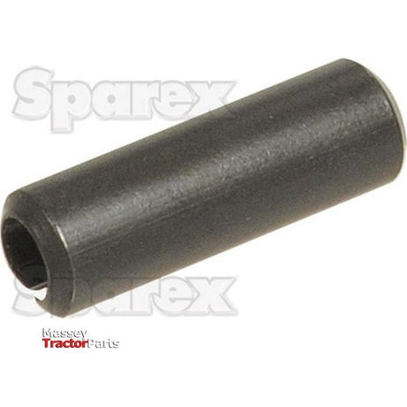Close-up of a black cylindrical metal pin against a white background, showcasing the "Sparex" watermark and "Massey Tractor Parts," illustrating the reliability and total shear strength of the Metric Roll Pin, Ø8mm x 40mm | Sparex Part No. S.1227 in metric specifications.