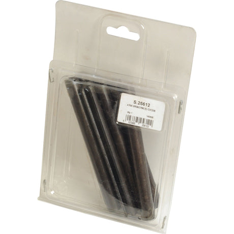 A sealed plastic blister pack containing five 13mm metric roll pins labeled S.25612 by Sparex, provided by Agripak.