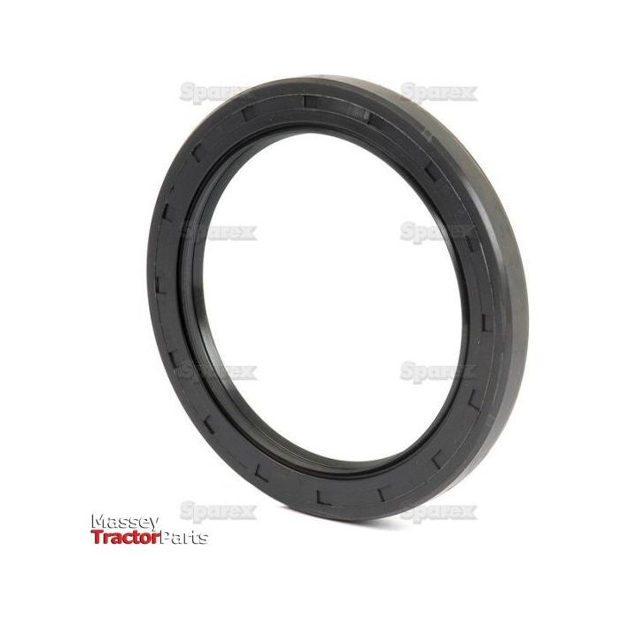A black, rubber-like circular seal is displayed against a white background with "Massey Tractor Parts" text in the lower-left corner. It features a Double Lip design and dimensions of 100 x 130 x 12mm – the Metric Rotary Shaft Seal, Sparex Part No. S.50475.