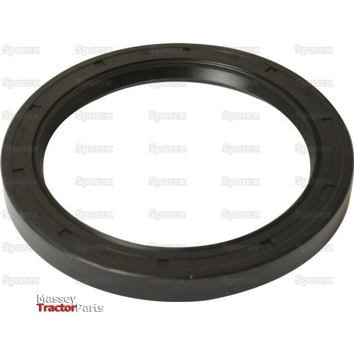 Close-up of a black rubber Metric Rotary Shaft Seal (110 x 140 x 13mm | Sparex Part No. S.110965) against a white background with faint "Sparex" watermarks and a "Massey Tractor Parts" logo in the bottom left corner.