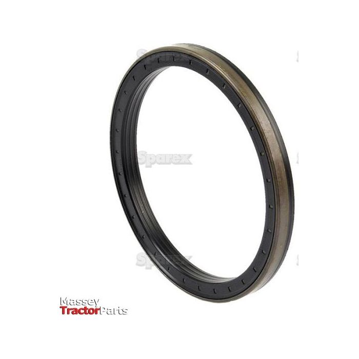 The Sparex Metric Rotary Shaft Seal (Part No. S.43099), showcased against a white background, features a circular shape with a black outer ring. This oil seal, with dimensions of 165 x 195 x 17mm, ensures optimal performance for your Massey Ferguson tractor machinery.