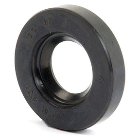 Close-up of a black rubber oil seal with visible markings, including "35 17" and "WRM 47." This Metric Rotary Shaft Seal from Sparex features a circular shape with a hollow center, and it comes in a precise 17 x 35 x 7mm size. It is identified by Sparex Part No.S.50173.