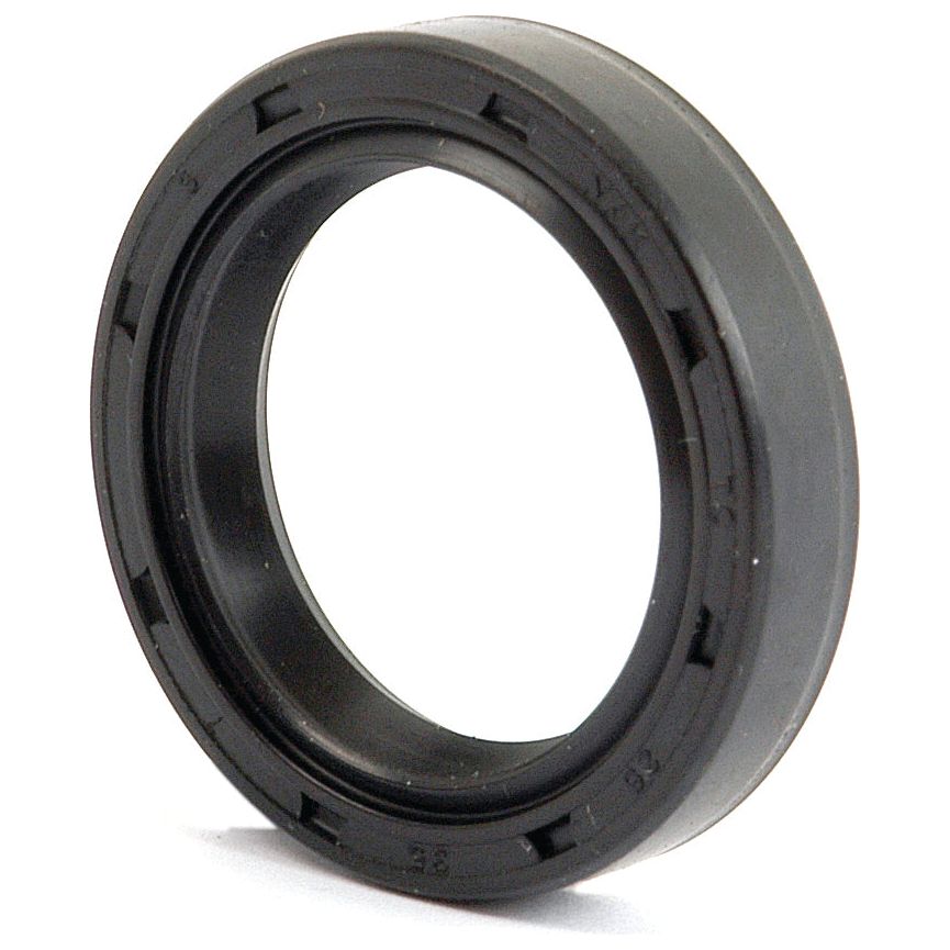 A close-up of the black rubber Sparex Double Lip Metric Rotary Shaft Seal, measuring 25 x 35 x 7mm, reveals its precision-engineered circular shape with a grooved outer surface, highlighting Sparex's attention to detail.