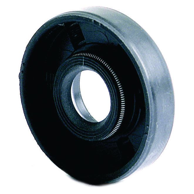 Close-up of the Sparex Metric Rotary Shaft Seal, 25 x 45 x 7mm Double Lip (Sparex Part No. S.27290), featuring a black rubber exterior, central metal spring, and circular opening. The cylindrical seal appears new.