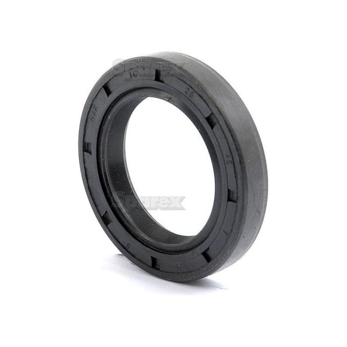 The Sparex Metric Rotary Shaft Seal (Part No. S.50224) is a black, circular rubber oil seal with a central hole, designed to prevent leakage in machinery. This double lip seal measures 28 x 42 x 7mm.