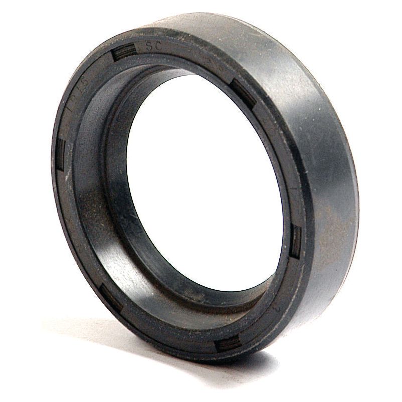 Close-up of a metal circular object with a hollow center, likely a mechanical or industrial part. The surface is slightly worn, indicating use. This Sparex Metric Rotary Shaft Seal (28 x 40 x 10mm), Part No.S.50223, conforms to DIN 3760 standards and features a single lip design.