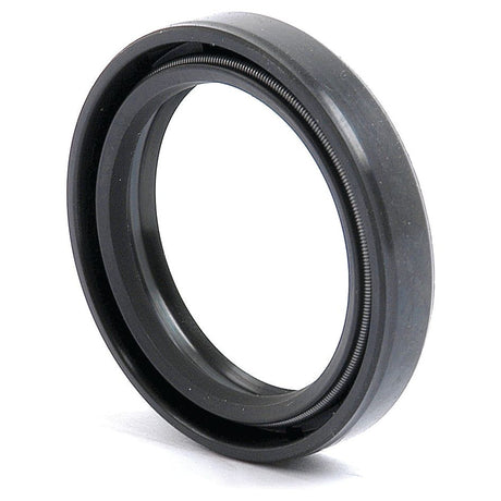 Close-up of a circular black camera lens filter adapter ring, standing on its edge against a white background, mirroring the precision and design of the Sparex Metric Rotary Shaft Seal, 30 x 40 x 7mm Double Lip (Part No. S.50234).