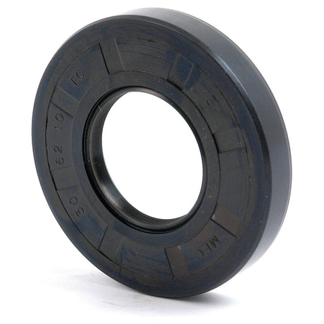 The Sparex Metric Rotary Shaft Seal, measuring 30 x 62 x 10mm and identified as Part No. S.50250, is a black circular seal featuring engraved details around its surface and a central void, designed with a double lip for superior sealing efficiency.
