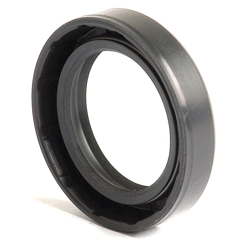 A close-up of the Sparex Metric Rotary Shaft Seal (Part No. S.50257), measuring 32 x 47 x 10mm, with a black rubber exterior, featuring a smooth inner ring and double lip design.