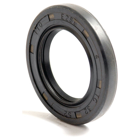 A black, circular rubber oil seal with dimensions and specifications embossed on its outer edge, known as the Sparex Metric Rotary Shaft Seal, measures 32 x 52 x 7mm and features a Double Lip design for enhanced performance. (Sparex Part No. S.50260)