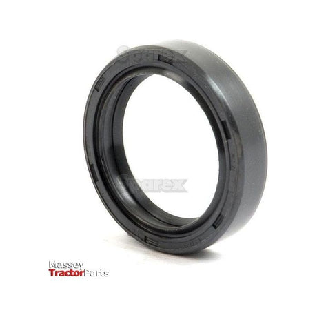 A black circular oil seal, labeled "Massey Tractor Parts" at the bottom left corner of the image, is a Sparex Metric Rotary Shaft Seal (Part No.S.50272) featuring a double lip and measuring 35 x 47 x 10mm.