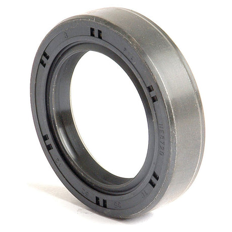 Close-up view of a 35 x 52 x 12mm circular, black rubber Metric Rotary Shaft Seal with a Double Lip and metal casing, branded as Sparex Part No. S.50277.