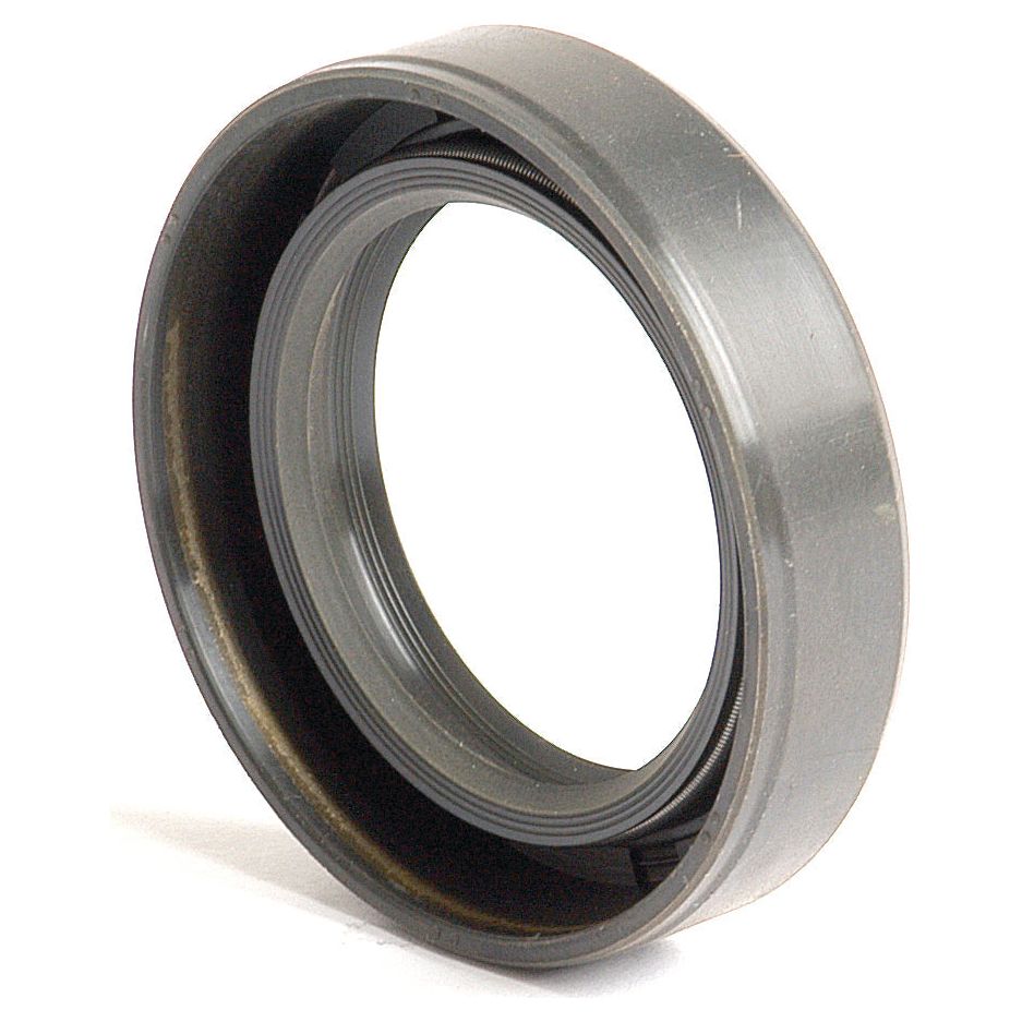 A close-up of a metal mechanical part, specifically a Sparex Metric Rotary Shaft Seal with the dimensions 35 x 52 x 12mm. This component, identified as Sparex Part No.S.50277, features a circular structure with an inner threaded section and boasts a double lip design.
