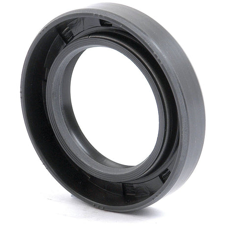 Close-up of a Sparex Metric Rotary Shaft Seal, 35 x 55 x 10mm double lip with a coiled spring (Part No. S.50279), used in machinery to prevent leaks.