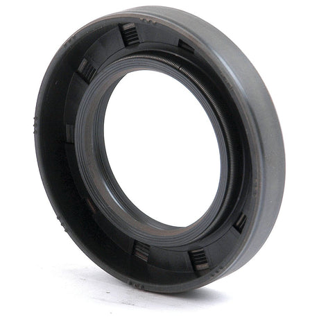 A close-up image of the Sparex Metric Rotary Shaft Seal, Part No. S.50283, with dimensions of 35 x 58 x 10mm, featuring a metal spring inside and double lip design, used for sealing mechanical systems to prevent oil leakage.
