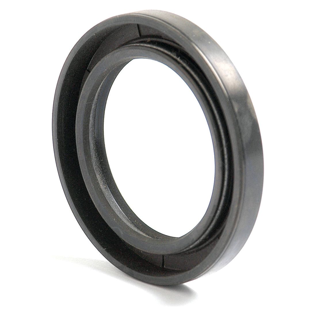 The Sparex Metric Rotary Shaft Seal, 36 x 52 x 7mm Double Lip (Part No. S.50298), is a black circular rubber seal with a hollow center, commonly used in mechanical applications to prevent fluid or gas leakage. It features a double lip design for enhanced sealing efficiency.