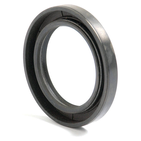 A close-up image of a black, circular rubber or plastic ring, identified as the Sparex Metric Rotary Shaft Seal with double lip (Sparex Part No. S.50298), used for sealing purposes in machinery or plumbing applications. Its precise dimensions of 36 x 52 x 7mm ensure optimal performance and reliability.