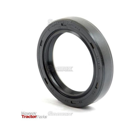 A black circular oil seal with ridged edges, marked as a Metric Rotary Shaft Seal (40 x 56 x 10mm Double Lip | Sparex Part No.S.50314), is featured prominently. The text "Massey Tractor Parts" and "Sparex" can be seen in the background, signifying a reliable double lip construction for optimal performance.