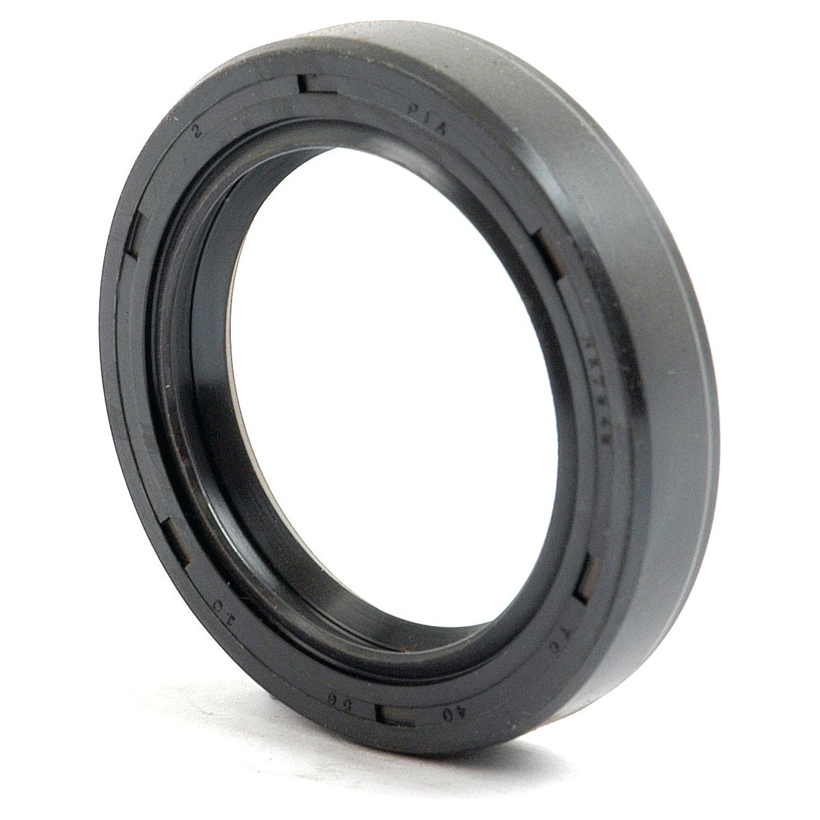A black, circular rubber oil seal with a smooth inner edge and ridged outer edge, designed as the Sparex Metric Rotary Shaft Seal Double Lip in size 40 x 56 x 10mm (Sparex Part No. S.50314), standing upright against a white background.