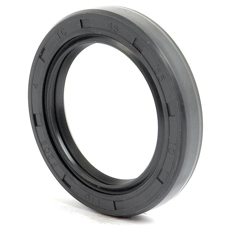A black rubber oil seal, identified as the Sparex Metric Rotary Shaft Seal, 40 x 62 x 12mm Double Lip (Part No. S.50321), features the numbers 45, 65, 10, 1C, and F206 etched on its surface.