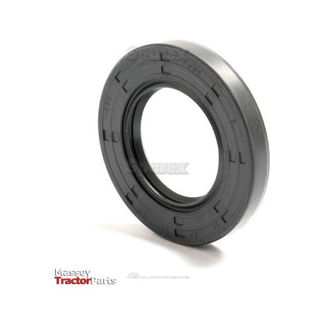 A round, black oil seal with product markings is shown in the image, featuring the Massey Tractor Parts logo in the lower left corner. This Sparex Metric Rotary Shaft Seal (Sparex Part No.S.50338) is a double lip seal measuring 42 x 72 x 10mm.