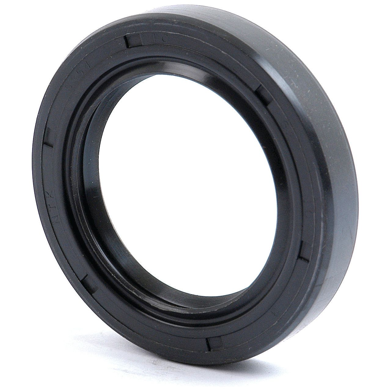 The Sparex Metric Rotary Shaft Seal, 42 x 62 x 10mm Double Lip (Part No. S.50335), is a circular black rubber seal with a double lip inner diameter opening positioned upright on a flat surface.