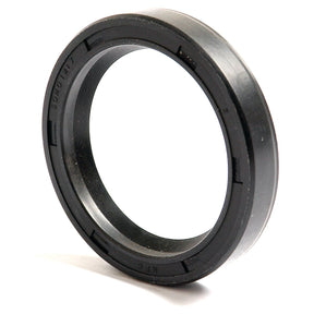 Close-up of a black Sparex Metric Rotary Shaft Seal, 44 x 60 x 10mm Single Lip (Part No. S.50340), standing upright. This seal is used for preventing leakage in machinery.