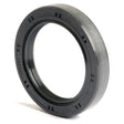 Close-up of a Sparex Metric Rotary Shaft Seal, 44 x 62 x 10mm Double Lip Exterior (Sparex Part No. S.50341) with black rubber and a visible metal inner ring. The seal is standing upright on its edge against a white background.
