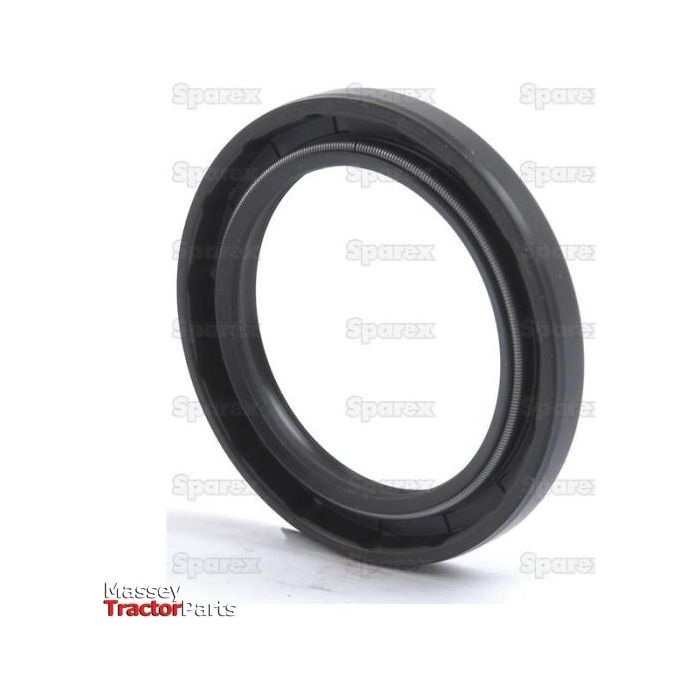 This 45 x 62 x 7mm metric rotary shaft seal, product number S.50346, features a black circular design with a smooth outer surface and an inner spring. The double lip construction makes it perfect for various applications. It includes the text "Massey Tractor Parts" and is by Sparex.