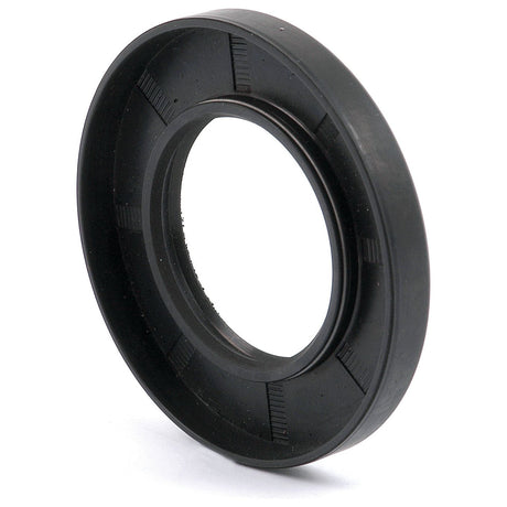 A black rubber oil seal against a white background, showcasing its circular shape, inner groove details, and double lip design - Sparex Metric Rotary Shaft Seal, 45 x 80 x 10mm (Sparex Part No. S.50359).