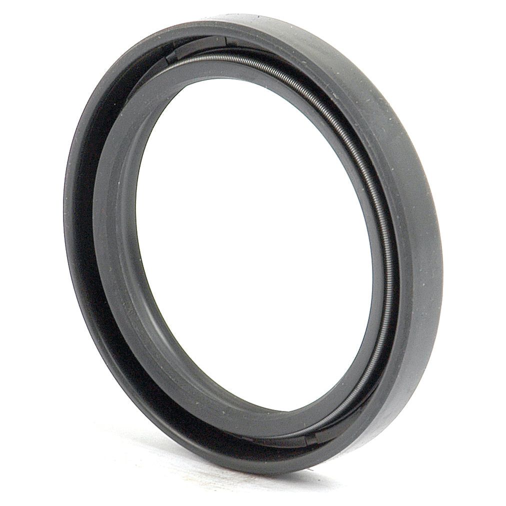 Introducing the Sparex Metric Rotary Shaft Seal, 48 x 62 x 8mm Double Lip (Part No. S.50364) – a black, circular rubber seal equipped with a metal spring on the inner edge. It's commonly utilized in machinery to prevent leaks and contamination, featuring a double lip design for enhanced durability.