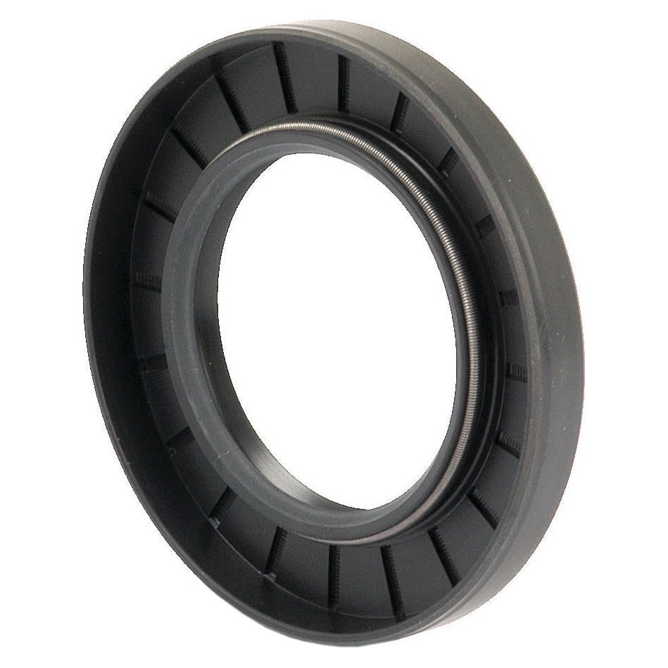 A circular black Metric Rotary Shaft Seal, 48 x 80 x 10mm with a double lip and inner metal spring coil, offered by Sparex under Part No.S.50369, is used in Universal Tractors to prevent oil leakage in mechanical systems.