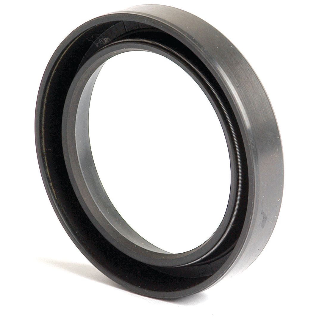 Close-up image of a black circular mechanical seal with an inner metal spring, commonly used in machinery for preventing fluid leakage. This Sparex Metric Rotary Shaft Seal (Sparex Part No.S.50375) measures 50 x 68 x 12mm and features a single lip design.